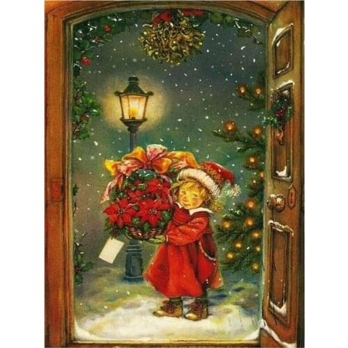 Christmas Girl Round Diamond Artist Decorates Walls with Diamond Paintings Home / Hotel / Office Decorations and Gifts