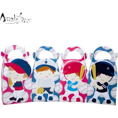 Sports Theme Baseball Boys Players Favor Box Candy Gift Cupcake Box Competition Sport Meeting Birthday Party Container Supplies