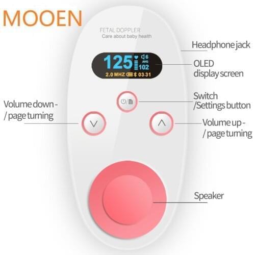 LED Fetal Doppler hand-hold Pocket portable sound Baby heart pregnancy Ultrasound fetus doppler Detector machine monitor hire