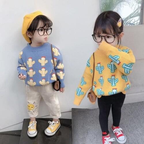 Girl Sweater Kids Baby Toddler Tops 2021 Lapel Thicken Warm Winter Autumn Wool Knitting Cashmere Christmas Children Clothing