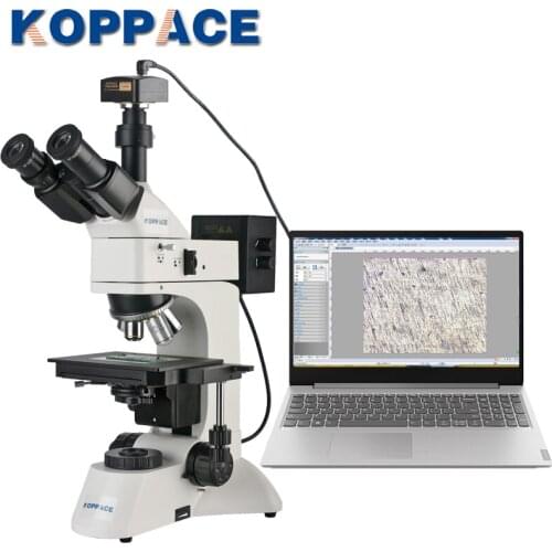 KOPPACE 50X-500X Trinocular Metallurgical Electron Microscope 12 Million Pixels USB2.0 Camera Provide Image Measurement Software