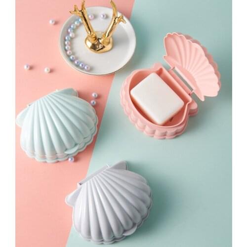 Creative Portable Shell Shape Soap Box Bathroom Drain Soap Holder Travel Soap Protect Case Bathroom Accessories