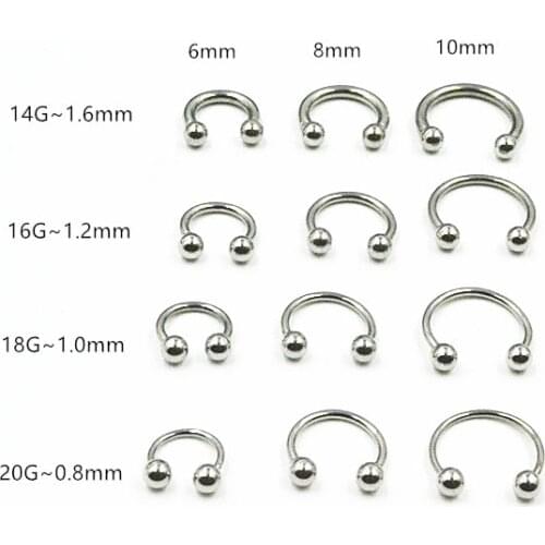 LOT50pcs Body Jewelry - 20g 18g 16g 14g Surgical Steel Ear/Nose/ Lip Labret Rings Nose Ear Daith Helix Piercing CBR Horseshoes