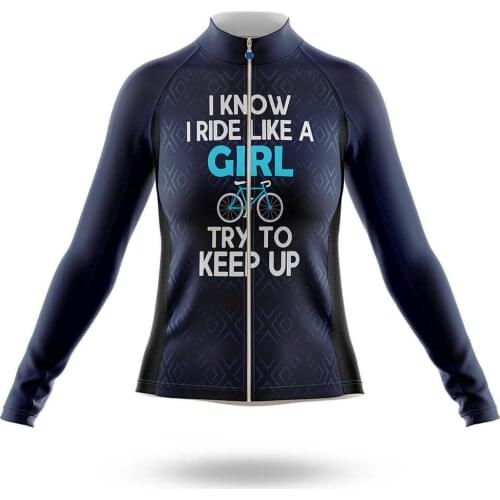 2021 Like A Girl Cycling Jersey Long Sleeve Clothing Race Road Bike Shirts Bicycle Tops MTB Uniform Maillot