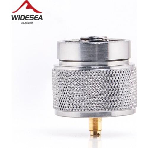 Widesea 1 lb. propane small gas tank input EN417 Lindal Valve Output outdoor camping stove Convert cylinder LPG canister adapter