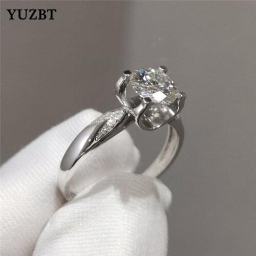 YUZBT Women 925 Silver 1 Carat Excellent Cut Gemstone Cow Head Ring Diamond Test Past D Color Moissanite Swallowtail Ring Gift