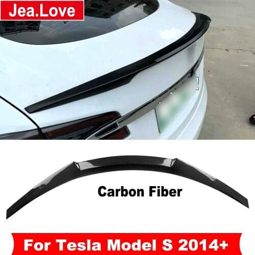 M4 Style Real Carbon Fiber Rear Spoiler Roof Wing Trunk Spoiler Tail For Tesla Model S 2014 Up Car Styling