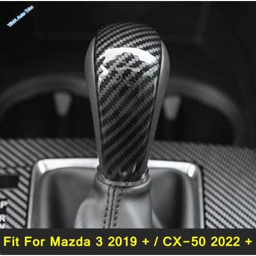 Lapetus Auto Styling Gear Shift Gearshift Head Handle Knob Cover Trim Fit For Mazda 3 2019 2020 ABS Matte / Carbon Fiber Look