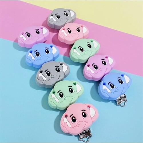1PCS BPA Free Cute Elephant shape Silcione Baby Pacifier Clips Baby Pacifier Dummy Chain Holder Soother Nursing Jewelry Toy Clip