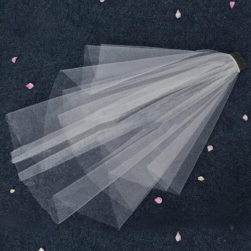 Simple Bridal Veil Medium-long Double Layer Wedding Bridal Shawl with Comb Bridal wedding accessories перчатки кружевные