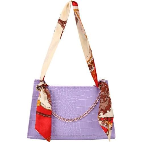 PU Fashion Women Shoulder Bags 2020 Crocodile Pattern Shoulder Bag Wild Silk Scarf Handbag Mobile Phone Bag Lady Diagonal Bag