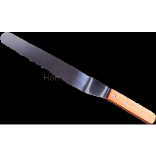 1PC/Lot 8 Inches Stainless Steel Cake Spatulas Cream Smoother Butter Cutter Wooden Handle Bended Straight Shape Cake Spatulas