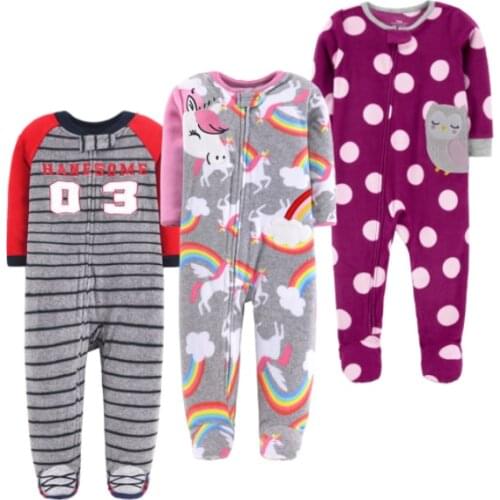2021winter Newborn Baby Romper Pajamas Fleece Warm Foot-wrapped jumpsuit Baby boy baby girl cartoon cute romper Pjms