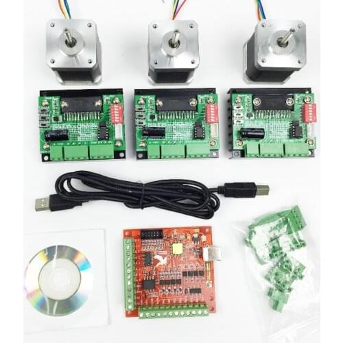 CNC mach3 USB 3 Axis Kit, 3pcs TB6560 driver+ mach3 USB stepper motor controller board+ 3pcs nema17 stepper motor