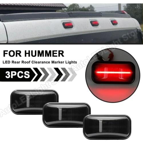 3Pc For Hummer H2 2003 2004 2005 2006 2007 2008 2009 H2 SUT 2005-2009 LED Rear Red Cab Roof Clearance Marker Light Kit Dome Lamp