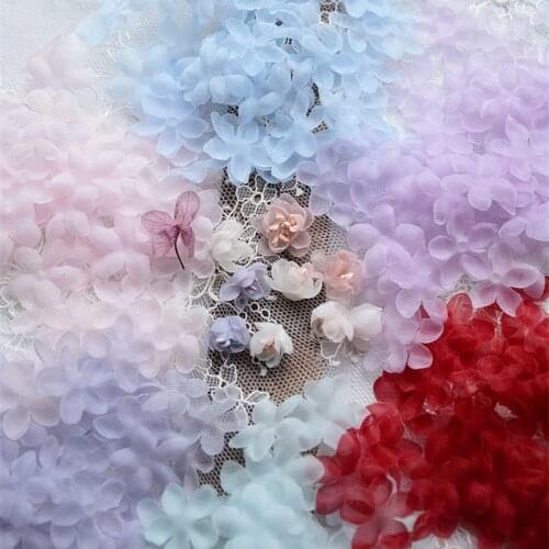 3D Crumpled Organza Flower Sheet Small Petal Lace Flowers DIY Doll Dress Sewing Craft Material V2758