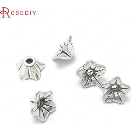 4332)50PCS 9x5MM Antique Silver Zinc Alloy Flower Beads Caps Tassel Caps Jewelry Making Supplies Diy Findings Accessories