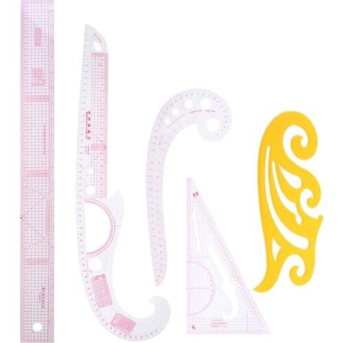 5Pcs/set Styling Ruler French Curve Set Cutting Ruler Yardstick Sleeve Arm French Curve Cut Cutting Knife Ruler Sewing Tool