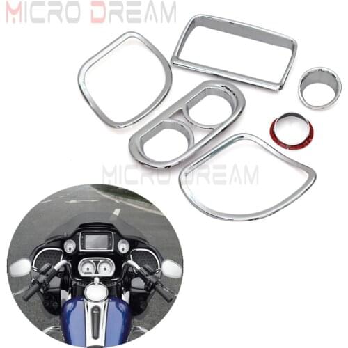 6pcs Chrome Motorcycle Inner Fairing Speedometer Radio Speaker Trim Cover Kit For Harley Road Glide FLTRX FLTRU FLTRXS 2015-Up