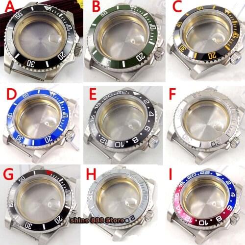 9 Models 1 PIC Stainless Steel Watch Case Watch Parts 40MM Sapphire Crystal Rotating Bezel Fit For MIYOTA Automatic Movement