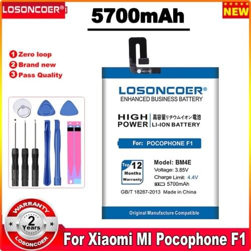 LOSONCOER BM4E 5400mAh Replacement Batteries For Xiaomi MI Pocophone F1 Poco F1 Mobile Phone Battery+Quick Arrive
