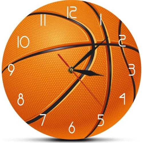 Basketball Ball 3D illusion Modern Printed Wall Clock Boy Room Nursery Wall Watch Silent Movement Timepiece Basketball Boys Gift