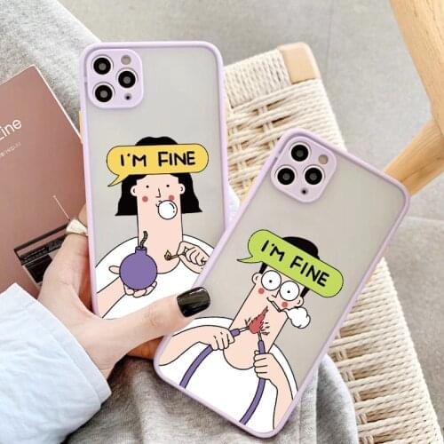 I am Fine Couple Phone Cases for iPhone 12 Pro Max 11 pro max 6s 7 8 Plus SE 2020 X XS MAX XR Hard Shockproof Back Cover Shell