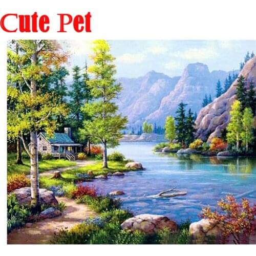 Four seasons scenery living room decorative art diy diamond painting 5d diamond Mosaic square round diamond embroidery