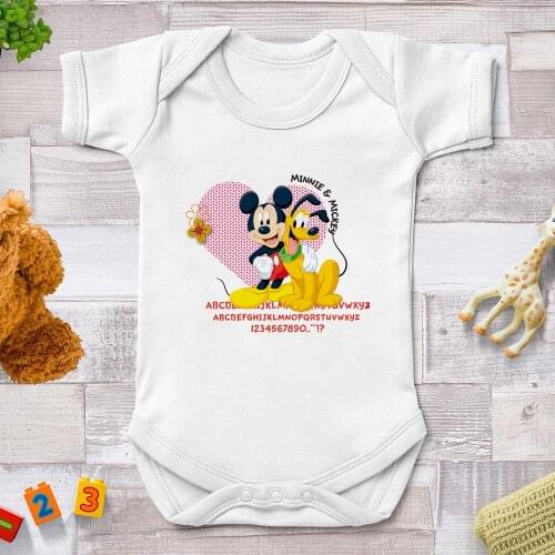 Baby Romper Customize Newborn Baby Boy Girl Onesie Mickey Mouse Short Sleeve Infant Baby Clothes