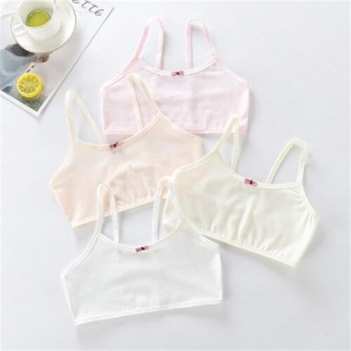 Kids Underwear Cotton Girls Tank Top Candy Color Undershirt Girls Singlet Baby Camisole Bra with bowknot decorated Tops Sport Un