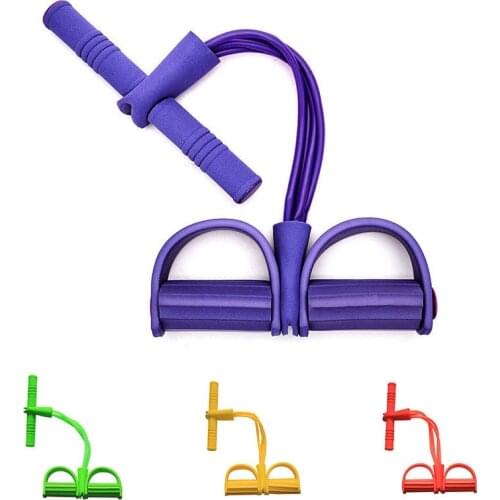 Resistance Band Multifunction Training 4 Tube Leg Exerciser Elastic Pull Rope Bands Yoga Fitness Foot Pedal Bodybuilding Sit-up