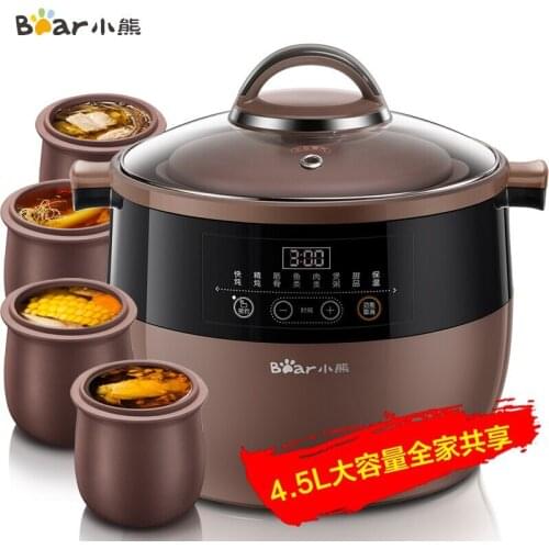 Purple Clay slow cooker Automatic sous vide cooker 4.5L electric stew pot with glass cover intelligent electric cooker Stew pot