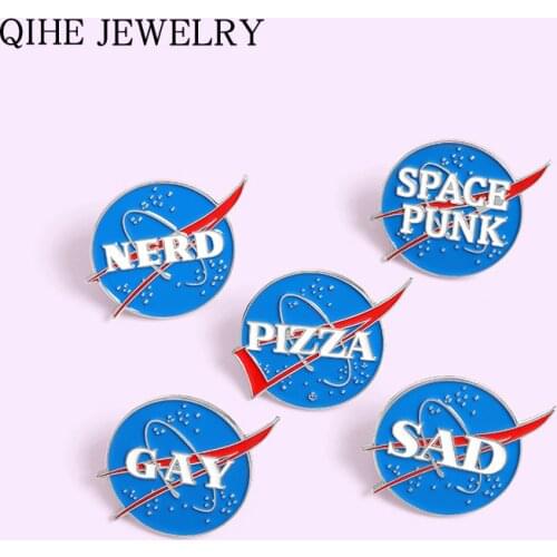 Blue Planet Enamel Pins Punk Sad Pizza Gay Brooches Round Lapel Pin Badge Backpacks Metal Jewelry Gift for Friends Wholesale