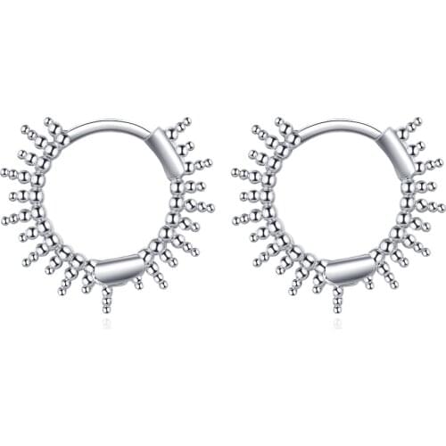 Personality Punk Style Geometric Hoop Earrings for Women Girl Party Jewelry 925 Sterling Silver Bead Earring Accessory