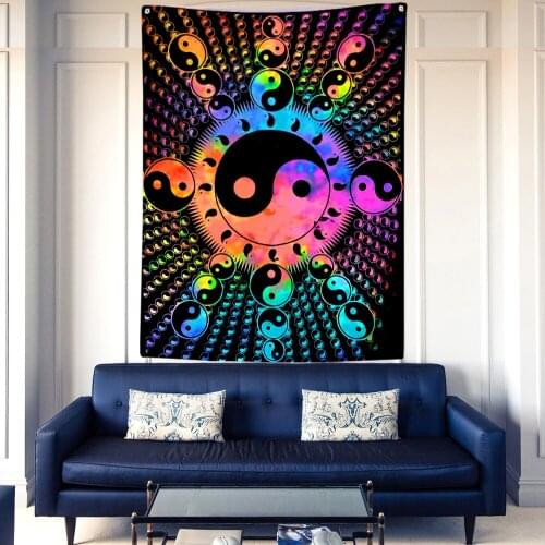 Indian Tapestry Yin Yang Boho Bed Roon Decor Cover Mandala Multicoloured Bedroom Covering Carpet Home Large Wall Hanging