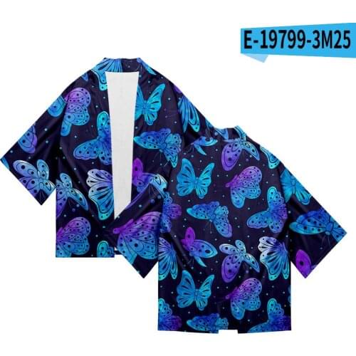 Butterfly 3D Printing Japanese Kimono Haori Yukata Women/Mens Fashion Summer Casual Cool Short Sleeve boy/girls Cardigan