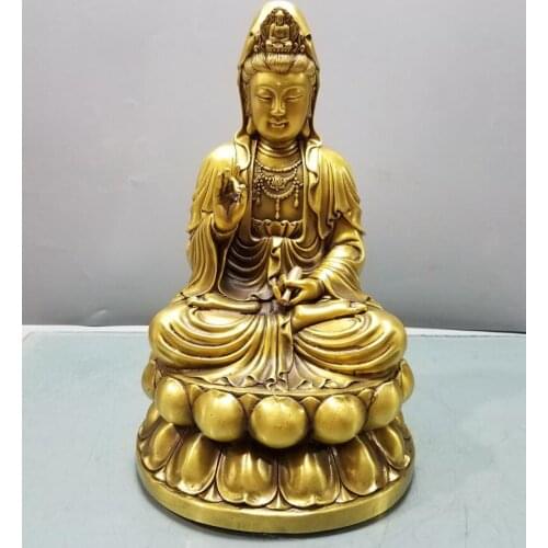 China brass seiko Guanyin bodhisattva crafts statue