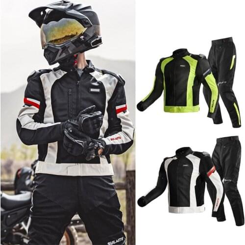 Motorcycle Protective Jacket Pants Set Summer Breathable Reflection Riding Safety Clothing Suit With Protective Moto Outfit 2021