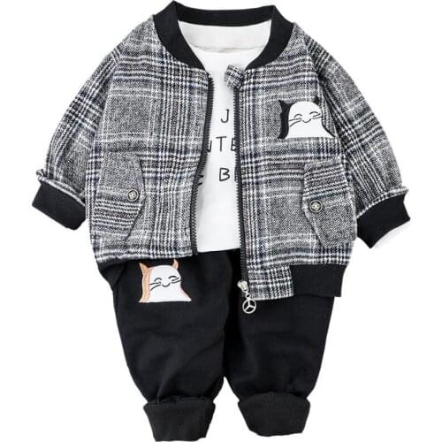 Boys Clothing Sets Children Clothing Autumn spring Toddler Girls Clothes Long sleeve zipper coat+ Pants 2Pcs Outfit For Kids