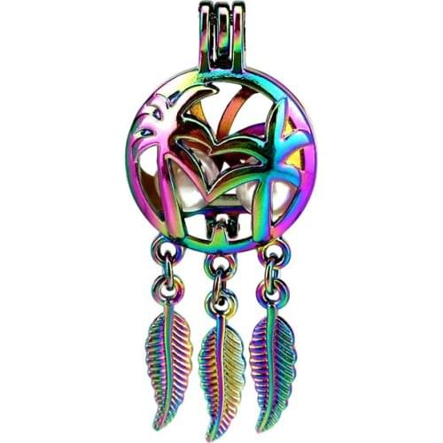 C825 5pcs/lot COLORS Dream Catcher Coconut Tree Beads Cage Pendant Locket Fairytale Party Essential Oil Diffuser