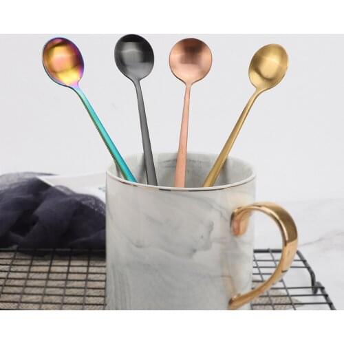 1 Pc Ice Spoon Stainless Steel Long Handle Spoon Household Tableware Ice Cream Dessert Spoon Kitchen Accessories Dropshipping