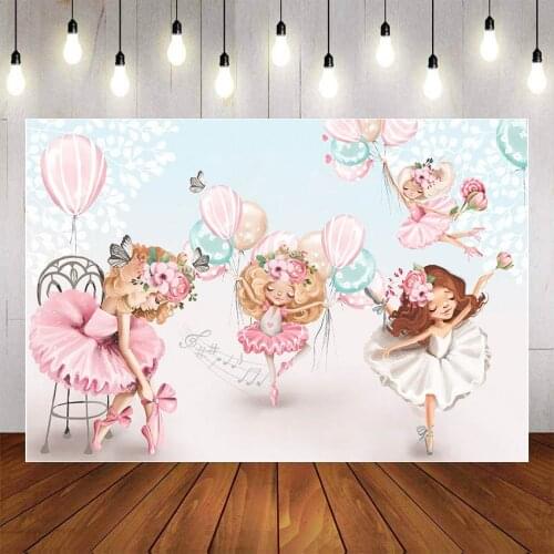Mehofond Photography Background Shiny Dance Skirts Pink Balloon Ballet Princess Girl Birthday Party Decor Photo Studio Backdrop