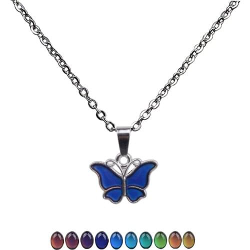 Mini Butterfly Sensitive Thermo Mood Changing Color Change Necklace Jewelry