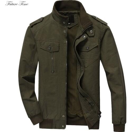 Men Jacket Plus Size M-6XL Military Army Green Jackets and Coats Autumn Washed Cotton Stand Collar Fashion Brand Clothing C1598