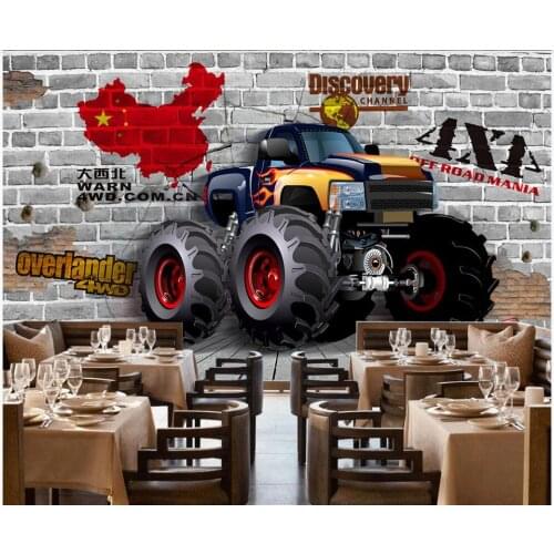 3d wallpaper custom photo mural Retro 3D brick wall car breaks out of the tooling decor living room wallpaper for walls 3 d