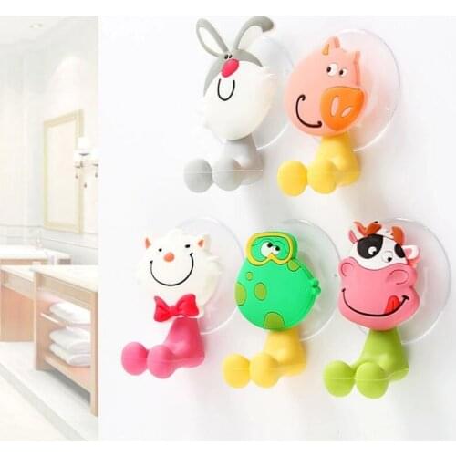Cute Cartoon Sucker Toothbrush Holder Suction Cup Hooks Animal Sucker Toothbrush Wall Holder LX7754