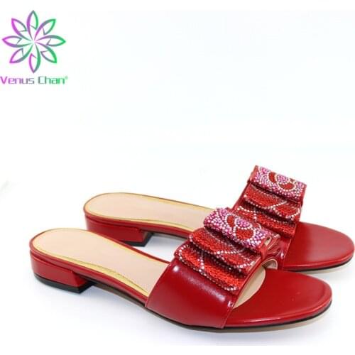 2020 New Style African Women Matching Shoes Material with Pu Italian Lady Shoes for Party in Red Color
