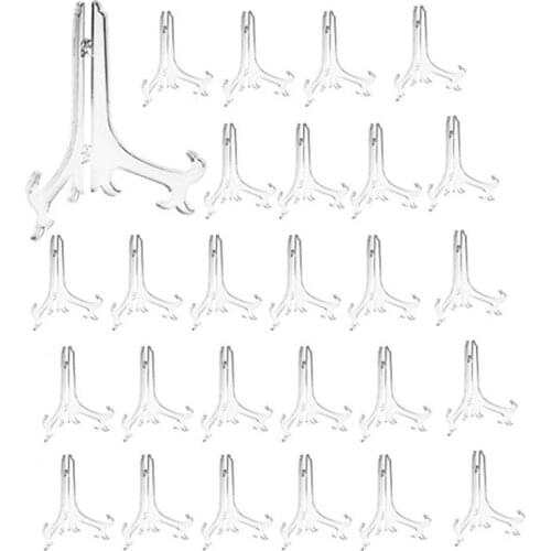 Big deal 3 inch Clear Plastic Stand Cookie Holder Display Stand Place Card Holder Display Easels at Weddings, Birthday Party(24