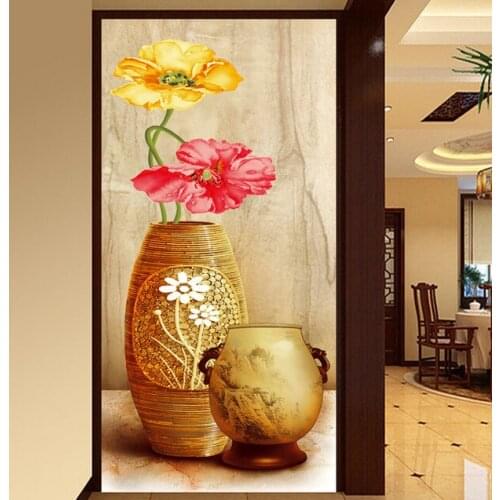 Custom 3D wallpaper. Fresh and elegant vase and flowers for the living room bedroom background wall mural vinyl papel de parede