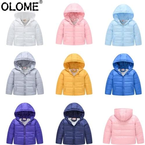 Kids Puffer Jacket Girls Winter Clothing Children Cotton Quilted Jacket Hooded Boys Down Coat OLOME Solid Toddler winter Outwear